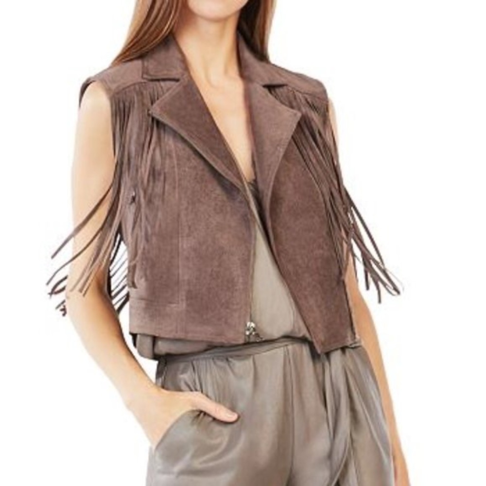 BCBG Mike Faux Suede Vest in Spanish Moss Size Medium M NWT